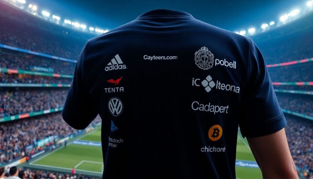 Publicidad, marcas y camisetas: identidad del club vs. identidad corporativa - иллюстрация