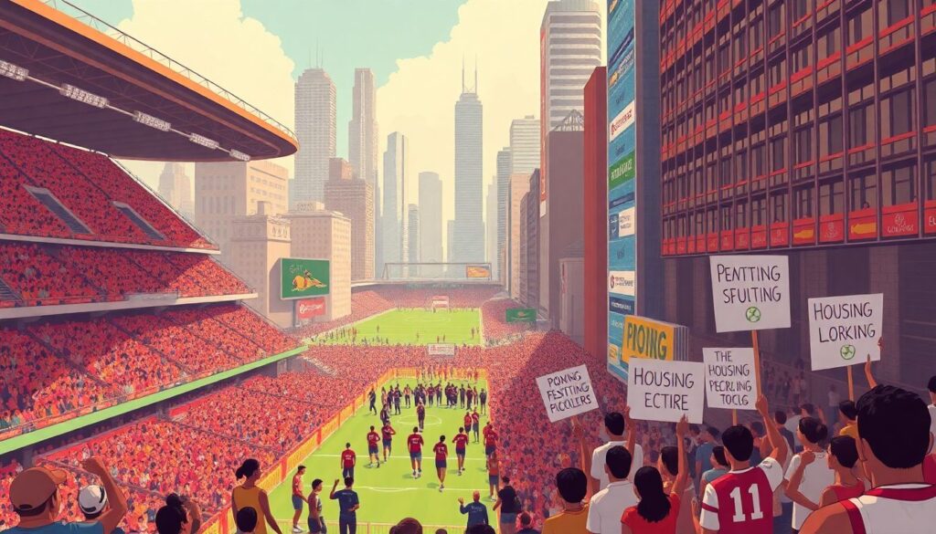 Análisis crítico de los megaeventos: Mundial, poder político y gentrificación urbana - иллюстрация