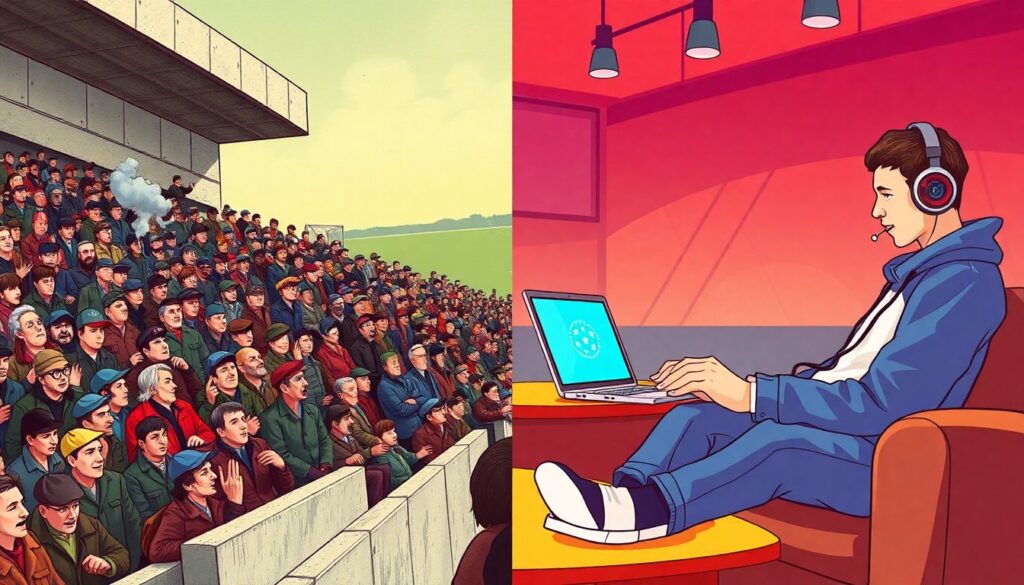 Historia del hincha: evolución del aficionado desde la grada obrera al consumidor digital global - иллюстрация