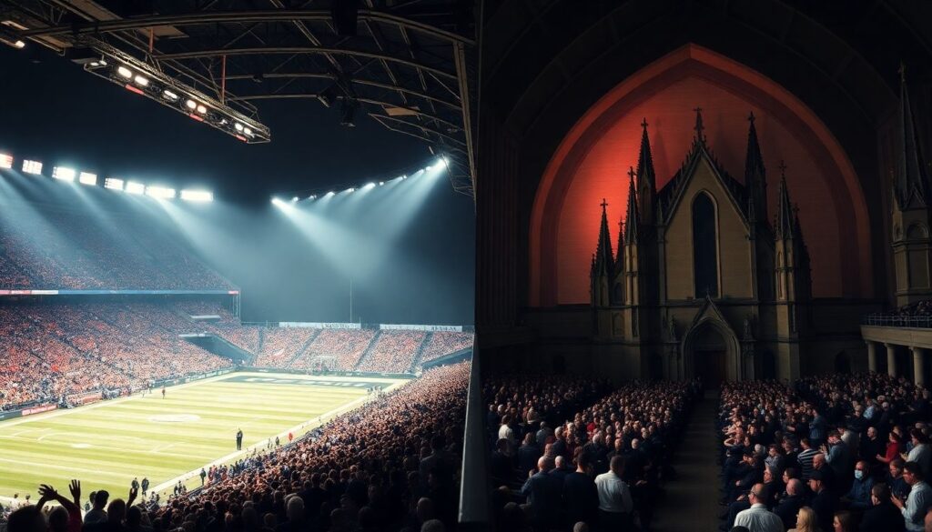 El estadio como templo laico: rituales, cánticos y construcción de identidad colectiva - иллюстрация